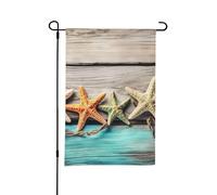 Decorazioni per esterni rustiche in legno a forma di stella marina primaverile ed estiva, bifacciali, stagionali, da 12 x 18 pollici, per patio, fattoria, veranda, prato.