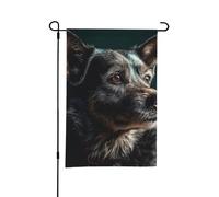 Decorazioni per esterni stagionali, a doppia faccia, 12 x 18 pollici, primavera ed estate, con cane che guarda fuori, per patio, fattoria, veranda, prato.