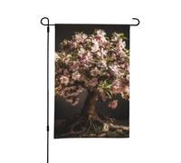 Decorazioni per esterni stagionali, bifacciali, 12 x 18 pollici, primavera estate, un albero fiorisce rosa, decorazioni per il giardino delle feste per patio, fattoria, portico, prato