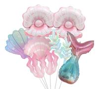 Decorazioni per feste a forma di sirena rosa, conchiglie rosa perla/conchiglia corallo alghe palloncini per sirena compleanno baby shower decorazione, sotto il mare oceano principessa party, due la