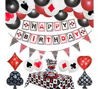 decorazioni per feste a tema casinò, kit di decorazioni per feste di compleanno e casinò, decorazioni per feste a tema casinò, tovaglia, palloncini da casinò e decorazione per tortefeste a Las Vegas