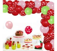 Decorazioni per feste alla fragola Kit per ghirlanda di palloncini di compleanno per ragazze Forniture per feste di compleanno rosa 1 ° 2 ° Palloncini a pois rossi e bianchi alla fragola