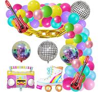 Decorazioni per feste anni '80 e '90 Bundle Radio Boom Box,forniture per feste Foil Balloon Radio Chitarra Discoteca Palloncini colorati per ritorno agli anni '90 anni '80 per feste hip hop