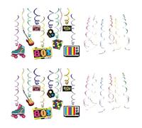 Decorazioni per Feste Anni '80 - Set 44 Pezzi, Decorazioni a Spirale e Disco con 8 Design Diversi per Feste Tematiche, Party Retro, Rock, Hip-Hop - Facili da Appendere, Materiale di Alta Qua