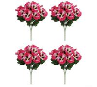 Decorazioni per feste dall'aspetto realistico, confezione da 4 fiori artificiali realistici multicolore del pensiero per la decorazione della casa, matrimoni e centrotavola (rosa)