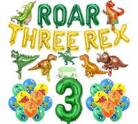 Decorazioni per feste di 3° compleanno a tema dinosauro, 40 palloncini con dinosauro ruggito tre palloncini con lettera Rex, numero 3, decorazione per torta giungla, per bambini di 3 anni, compleanno