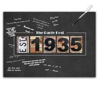 Decorazioni per feste di 90° compleanno, poster alternativo al libro degli ospiti, lavagna per gli ospiti, formato A3, per lui o lei, 90 anni, lavagna per firma per donne o uomini. Banner artistico da