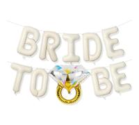 Decorazioni per feste di addio al nubilato, colore bianco crema con scritta "Bride to Be", con anello di diamante, palloncino in lamina di Mylar per fidanzamento, matrimonio, cabina fotografica, addio