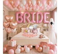 Decorazioni per feste di addio al nubilato con palloncini bianchi in oro rosa velo da sposa palloncini fascia con anello di diamanti da birra palloncini a forma di cuore velo da sposa per addio al