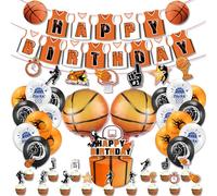 Decorazioni per Feste di Basket,38Pcs Set di Decorazioni per Feste di Compleanno Basket di Pallacanestro Decorazione Torta Palloncini Banner Forniture per Feste di Compleanno per Bambini Ragazzi