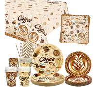 Decorazioni per feste di caffè, stoviglie, piatti, tazze, tovaglioli, cannucce per compleanni, forniture per baby shower, 20 pezzi