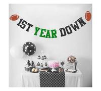Decorazioni per feste di calcio con scritta in inglese "1st year down", pre-infilate, decorazione da appendere per il 1° compleanno, decorazione per compleanno