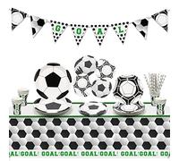 Decorazioni per Feste di Calcio, Pacchetto per Feste a Tema Sportivo di Calcio con Piatti, Tazze, Tovaglioli, Tovaglie, Striscioni per 20 Persone