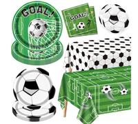 Decorazioni per feste di calcio per 20 ospiti, include piatti da calcio, tovaglioli, tovaglie per feste di compleanno per ragazzi Decorazioni per feste a tema sportive Evento di calcio