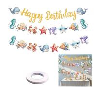 Decorazioni per feste di compleanno a tema oceano - Set di striscioni sotto il mare con creature marine - Festone di buon compleanno per forniture per feste per bambini e decorazioni da tavola