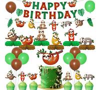 Decorazioni per feste di compleanno con bradipo, striscione di compleanno a tema bradipo, 6 pezzi centrotavola a nido d'ape per bradipo compleanno baby shower forniture per feste
