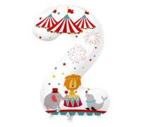 Decorazioni per feste di compleanno da circo, palloncini di compleanno con numero 2 di carnevale da 100 cm per 2 ° compleanno ragazzo o ragazza, grande palloncino multicolore in lamina per decorazioni