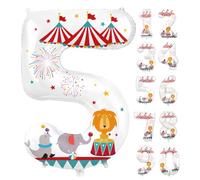 Decorazioni per feste di compleanno da circo, palloncini di compleanno con numero 5 di carnevale da 100 cm per 5° compleanno ragazzo o ragazza, grande palloncino multicolore in lamina per decorazione
