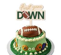 Decorazioni per feste di compleanno del primo anno, decorazioni per torte a forma di pallone da rugby, decorazioni per torte a forma di pallone da calcio, decorazioni tridimensionali per il primo