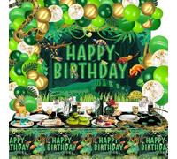 Decorazioni per feste di compleanno di rettili, includono fondale, tovaglia, palloncini, decorazioni per feste di compleanno di serpenti lucertola alligatore della palude della giungla per bambini