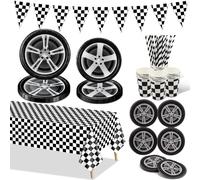 Decorazioni Per Feste Di Compleanno in Auto Da Corsa Con Piatti Di Carta, Tovaglioli Per Pneumatici, Tovaglia, Bicchieri Di Carta Per Feste Di Compleanno A Tema Corse Per Bambini, Per 20 Persone
