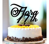 Decorazioni per feste di compleanno per 17° compleanno, decorazione per torta di compleanno per 17° compleanno, nome personalizzato qualsiasi età numero diciassette anni 17° anniversario regalo di