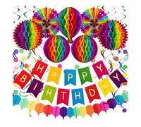 Decorazioni per feste di compleanno per donne buon compleanno per pompon a nido d'ape di carta colorata puntini da appendere decorazioni per feste adulti donne ragazze ragazzi