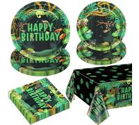 Decorazioni per feste di compleanno per rettili per 20 ospiti, include piatti, tovaglie, tovaglia, giungla, palude, serpente, lucertola, alligatore, tartaruga, decorazioni di compleanno per bambini