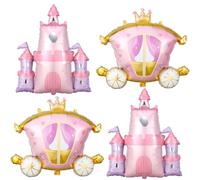 Decorazioni per feste di compleanno principessa, 4 palloncini in lamina con castello e carrozza, per ragazze, principessa, compleanno, baby shower, forniture per feste