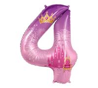 Decorazioni per feste di compleanno principessa, palloncini principessa | Decorazioni per feste a castello da 101 cm, palloncini di compleanno numero 4, palloncini rosa principessa per 4° compleanno