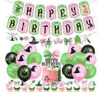Decorazioni per feste di compleanno rosa e verde topper per torta cupcake muffin Decortaion Banner rosa verde strega forniture per feste a tema