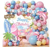 Decorazioni per feste di compleanno surf, decorazioni per feste di compleanno in spiaggia per ragazze, estate Hawaii Wave Surf's Up forniture di compleanno ghirlanda palloncino tavola da surf cartone