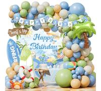 Decorazioni per feste di compleanno surf, decorazioni per feste di surf per ragazzi, estate Hawaii onda surf spiaggia forniture di compleanno ghirlanda palloncino tavola da surf surf cartone per kit