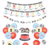 Decorazioni per feste di compleanno vintage per auto da corsa, decorazioni retrò pastello per feste da corsa per ragazzi, Let's Go Racing decorazioni per feste per il 1° 2° 3° compleanno