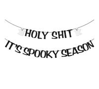 Decorazioni per feste di Halloween, Ghouls Just Wanna Have Fun Banner, forniture per feste di Halloween, glitter bianchi e neri