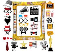 Decorazioni per feste di Hollywood, 32 accessori per la notte del cinema, oggetti di scena cinematografici, decorazioni per feste di Oscar e fotografie a tema Hollywood, cornice gonfiabile per foto,