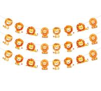 Decorazioni per feste di leone carino leone festa di compleanno banner ghirlande arancione cartone animato ghirlande di leone decorazione per bambini ragazzi giungla safari selvaggio bosco baby shower