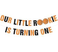 Decorazioni per feste di primo compleanno con pallacanestro, Our Little Rookie is Turning One Banner, Basketball My Rookie Year Sports Party Forniture per ragazzi 1° compleanno