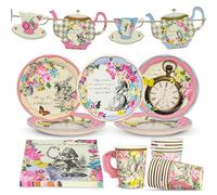 Decorazioni per feste e stoviglie di Alice nel paese delle meraviglie per 16 ospiti, piatti, tovaglioli, tazze da tè, tè pomeridiano, compleanno, baby shower, festa della mamma, realizzate da Talking