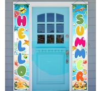 Decorazioni per feste estive Insegna per portico, Banner Hello Summer decorazioni estive per l'ufficio, Decorazioni per feste a tema estivo Decorazioni di compleanno estive Banner per portico