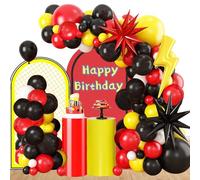 Decorazioni per Feste Ghirlanda di Palloncini Rossi Gialli Neri Palloncini in Alluminio Forma Redball Striscione di Buon Compleanno Decorazioni per Compleanno