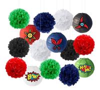 Decorazioni per Feste Ninja Forniture per Feste guerriere Lanterne di Carta Ninja Adesivi Pom Poms per Ninja Tema Compleanno Baby Shower