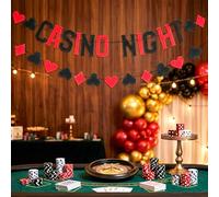 Decorazioni per feste notturne del casinò Red Poker Bunting Banner