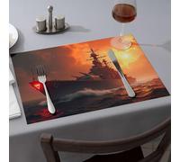 Decorazioni per feste occidentali Una corazzata naviga attraverso acque turbolente mentre il sole tramonta tovagliette da pranzo tovagliette dorate per ragazze regali tovaglia (1 pz)
