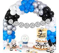 Decorazioni per Feste Pallavolo - Palloncini, Ghirlanda Banner Blu Argento Bianco, Palloncino Arco per Sport Tema Festa di Compleanno