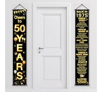 Decorazioni per feste per 50° compleanno, anniversario, striscione con scritta "Cheers to 50 years", decorazioni per feste, cartello di benvenuto per portico per anni, forniture di compleanno