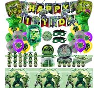 Decorazioni per feste per ragazzi, Set da 136 pezzi per compleanno per bambini, Include piatti, Tovaglioli,Ttovaglia, Striscione, Decorazione a spirale, Decorazione per torta, Palloncini, Adesivi