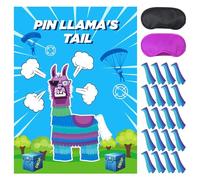 Decorazioni per feste per videogiochi, Pin The Tails on Llama, giochi per feste a tema lama, poster grande con 28 adesivi a coda per videogiochi a tema forniture per feste