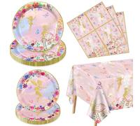 Decorazioni per feste - Piatti di carta rosa farfalla tovaglioli floreali per principessa fiore fata forniture per feste, servire 20