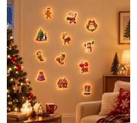 Decorazioni per finestre di Natale a LED 3D, decorazione da parete di | Design natalizio 3D, illuminazione a LED colorata, struttura in PVC, facile installazione sulla finestra